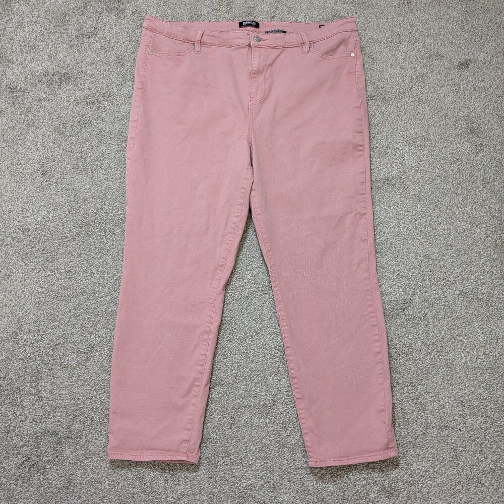 BUFFALO D BITTON Havana, Pink High Rise Soft Stretch Ankle Skinny Jeans; Size 18